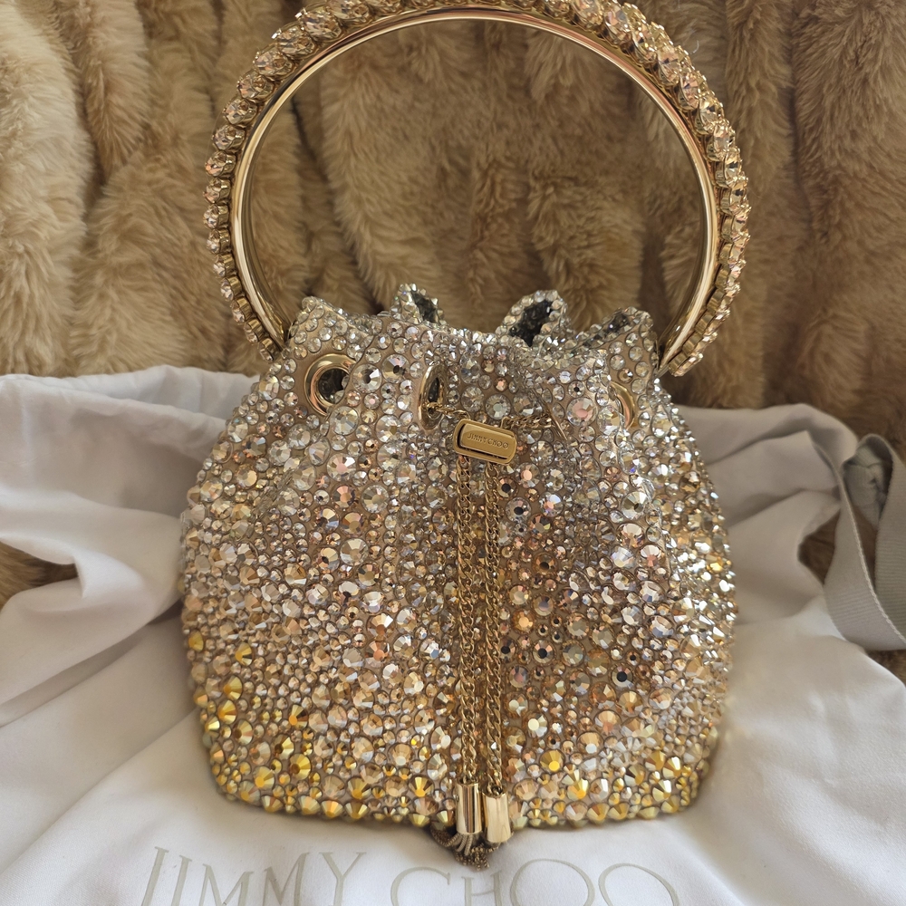 ✨ Authentic Jimmy Choo Crystal Bon Bon Mini Bucket Bag – Pristine ✨